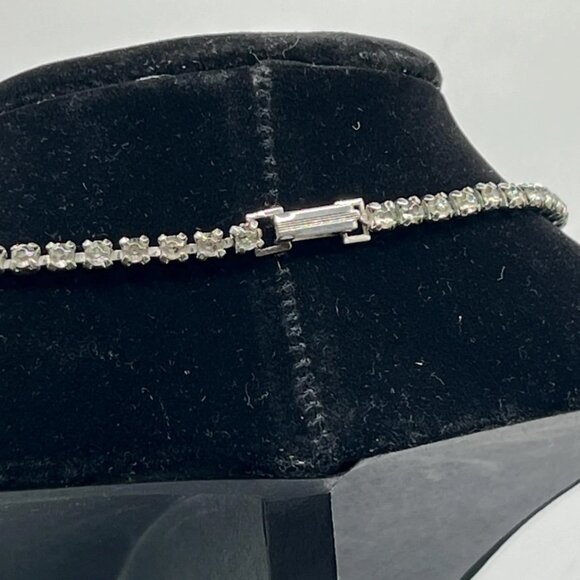 Vintage 1950s Clear Glass Rhinestone drop Necklace 16” Evening Wedding Jewelry - Picture 6 of 6